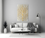 Gold Leaf Veins on White Glass Wall Art