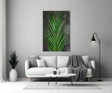 Vivid Green Palm Frond Areca Bunch Glass Wall Art