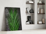 Vivid Green Palm Frond Areca Bunch Glass Wall Art