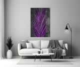 Bright Purple Palm Frond Areca Bunch Glass Wall Art