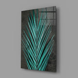Turquoise Palm Frond Areca Bunch Glass Wall Art