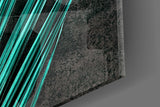 Turquoise Palm Frond Areca Bunch Glass Wall Art