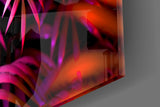 Neon Play Button Palms Glass Wall Art