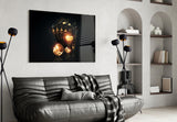 Glowing Heart Ace And Golden Dice Glass Wall Art