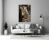 Gilded Front Zebra Glass Wall Art