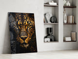 Fierce Golden Leopard Glass Wall Art