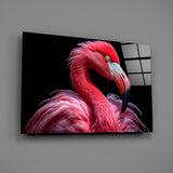 Vivid Pink Flamingo Portrait Glass Wall Art