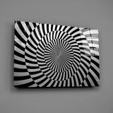 Black and White Optical Spiral Art Glass Wall Art