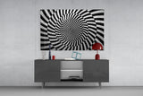 Black and White Optical Spiral Art Glass Wall Art