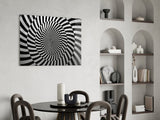 Black and White Optical Spiral Art Glass Wall Art