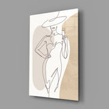 Wine Glass Lady Wide Hat Glass Wall Art