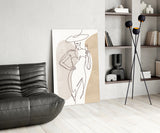 Wine Glass Lady Wide Hat Glass Wall Art