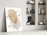 Seated Hat Woman Figure Glass Wall Art