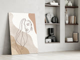 Flowing Hair Woman Face Glass Wall Art