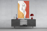 Serene Face Rust Line Art Glass Wall Art