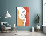 Serene Face Rust Line Art Glass Wall Art