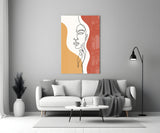Serene Face Rust Line Art Glass Wall Art