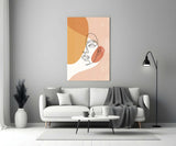 Tilted Face Peach Abstract Glass Wall Art