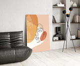 Tilted Face Peach Abstract Glass Wall Art